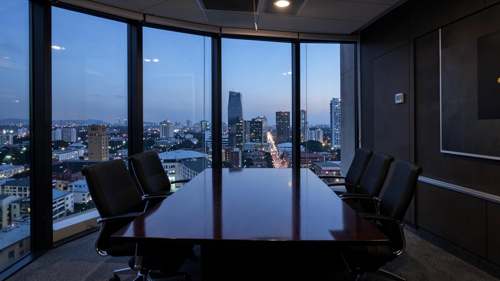 Corporate boardroom used for investment and commercial discussions