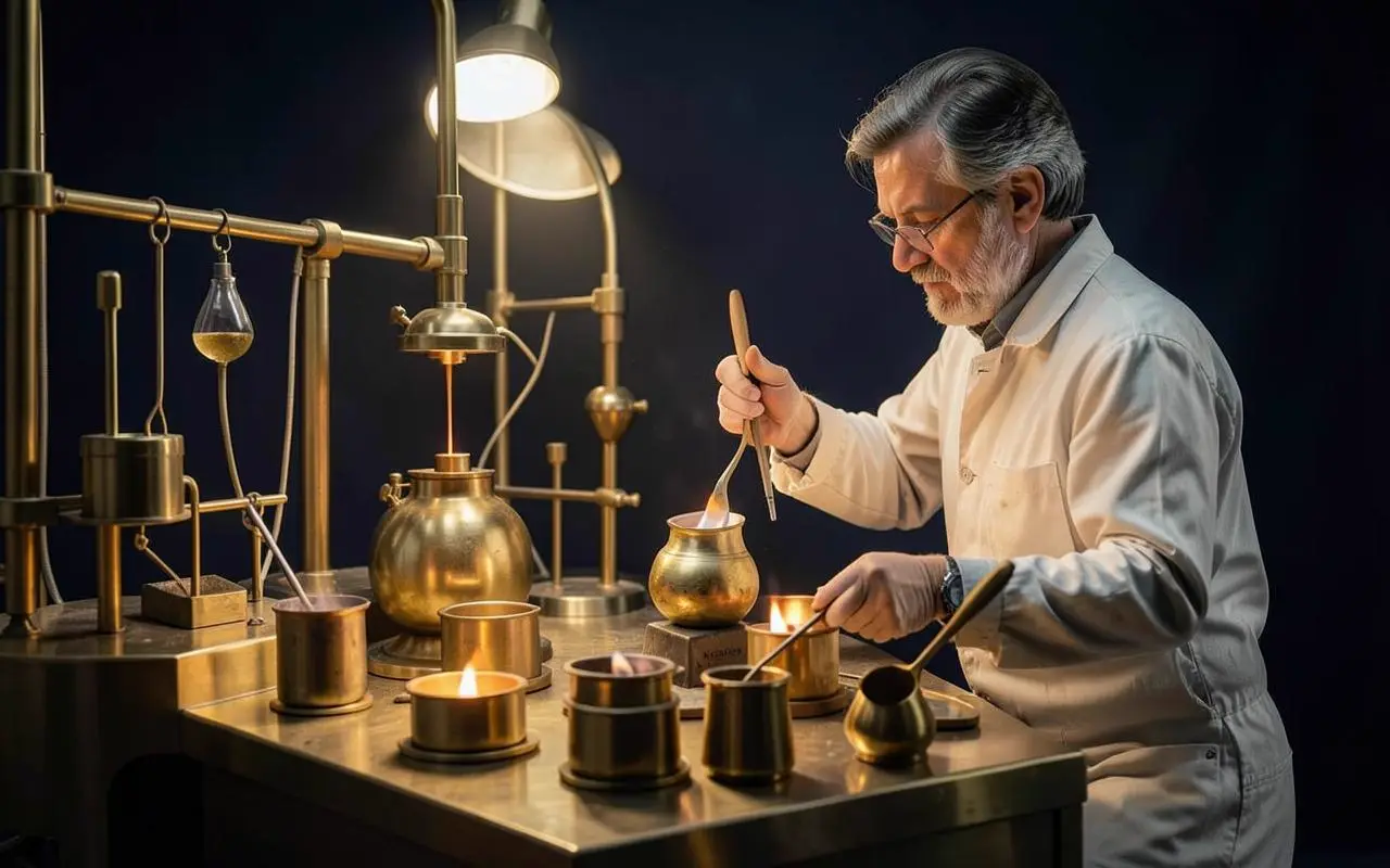 Fire assay of gold doré, the process used to establish purity for Indian refiners