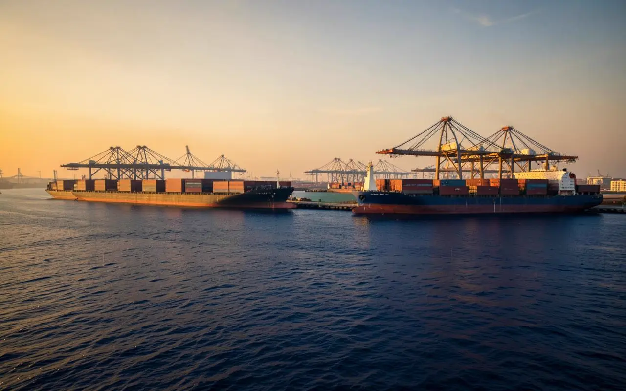 Indian seaport handling bulk and container cargo including imported mineral parcels